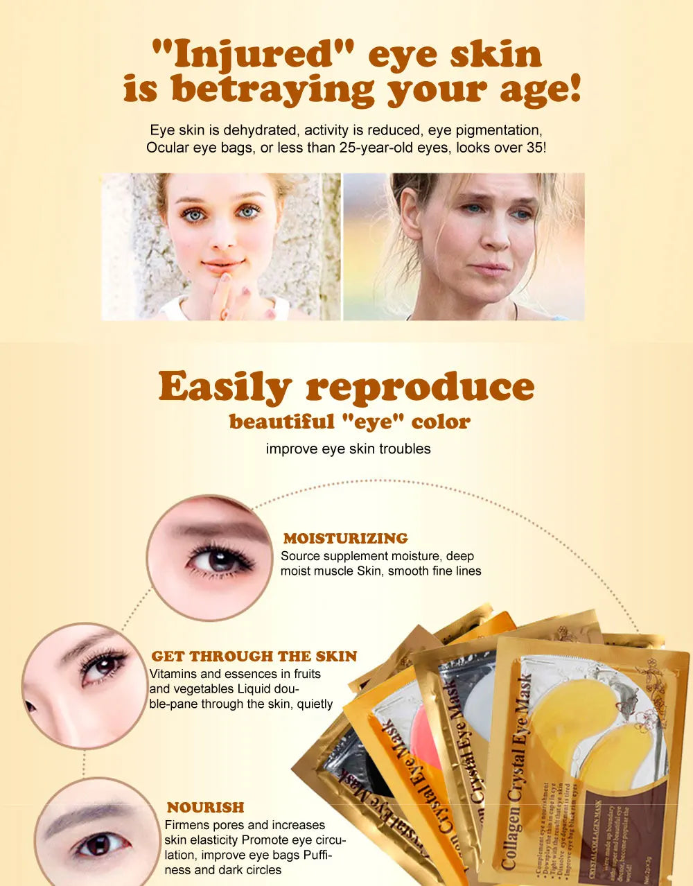 Gold Collagen Crystal Eye Mask – 10 Pairs Anti-Aging Patches