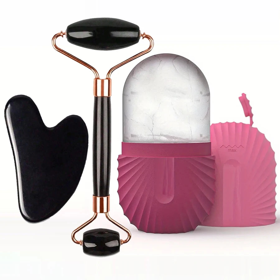 Ice Facial Roller & Gua Sha Set – Cooling Skin Contouring Tool