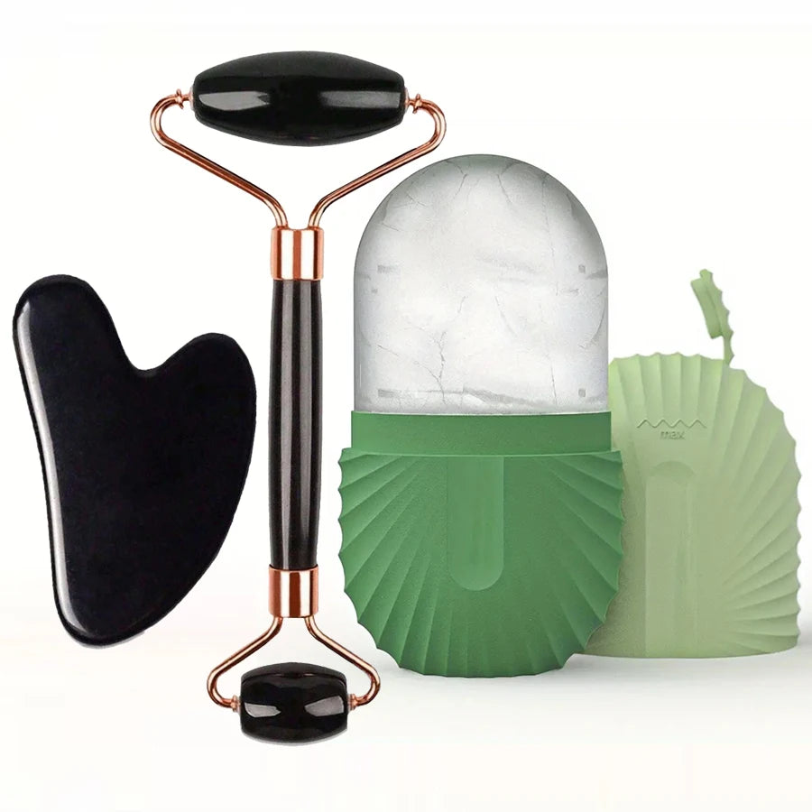 Ice Facial Roller & Gua Sha Set – Cooling Skin Contouring Tool