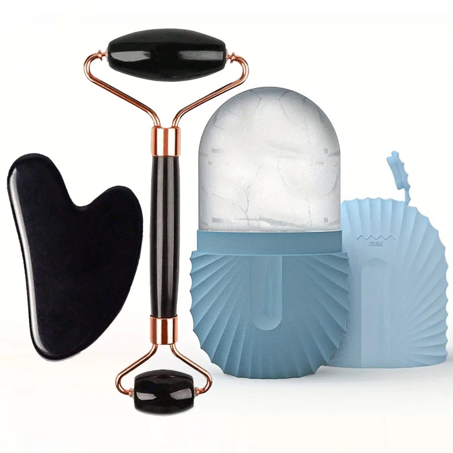 Ice Facial Roller & Gua Sha Set – Cooling Skin Contouring Tool