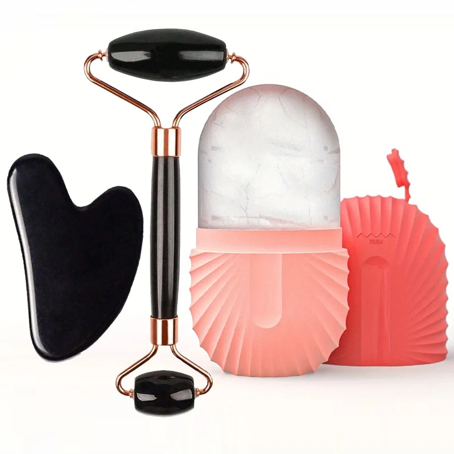 Ice Facial Roller & Gua Sha Set – Cooling Skin Contouring Tool