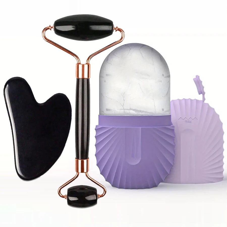 Ice Facial Roller & Gua Sha Set – Cooling Skin Contouring Tool