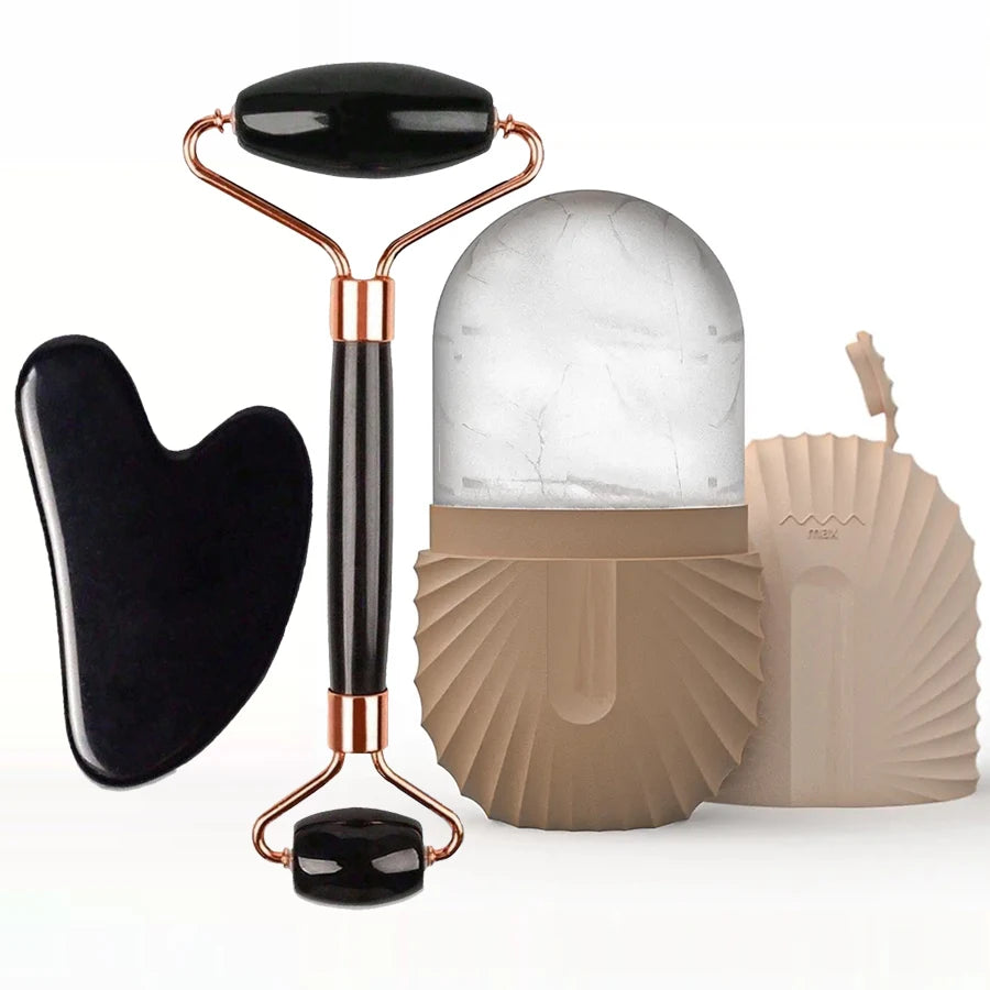 Ice Facial Roller & Gua Sha Set – Cooling Skin Contouring Tool