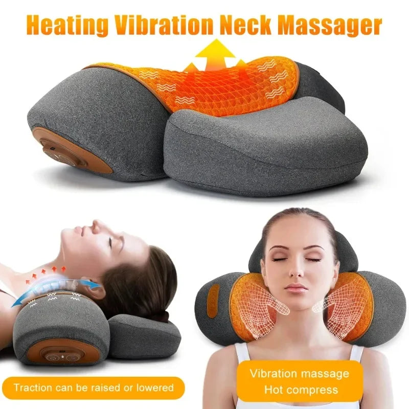 Cervical Neck Traction Pillow – Heated Massage &amp; Stretch