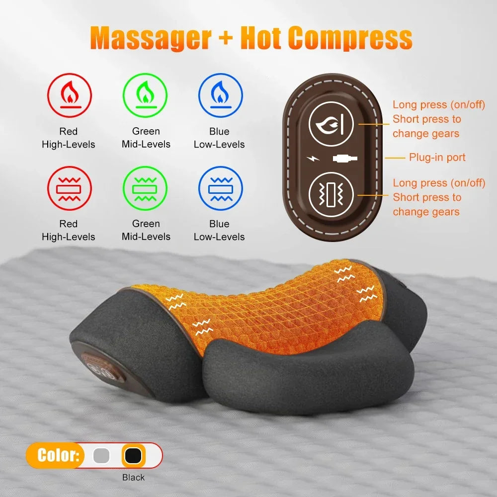 Cervical Neck Traction Pillow – Heated Massage &amp; Stretch