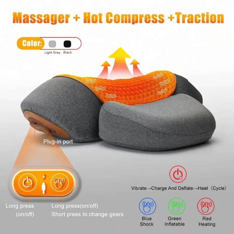 Cervical Neck Traction Pillow – Heated Massage &amp; Stretch